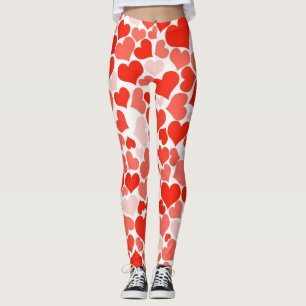 Cute Modern Red Heart Pattern Leggings