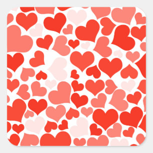 Cute Modern Red Heart Pattern Square Sticker