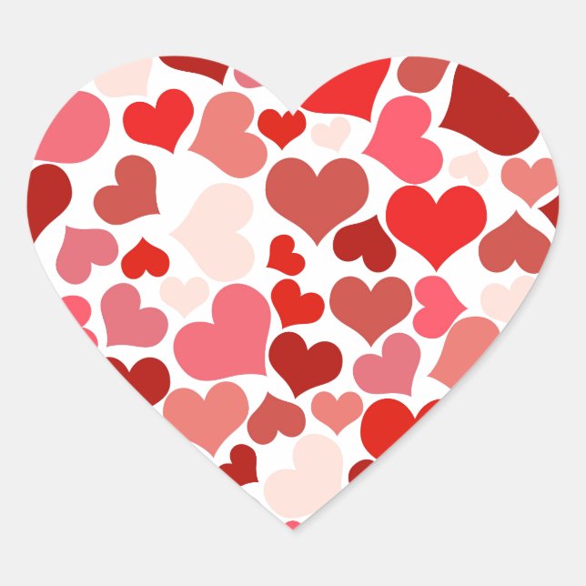 Cute Modern Red Heart Pattern Sticker (Front)