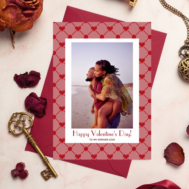 Cute Modern Red Hearts Photo Valentine's Day Holiday Card (Creator Uploaded)