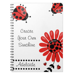 Cute Modern Red Ladybug Personalised Notebook