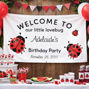 Cute Modern Red Lovebug Welcome to Birthday Banner