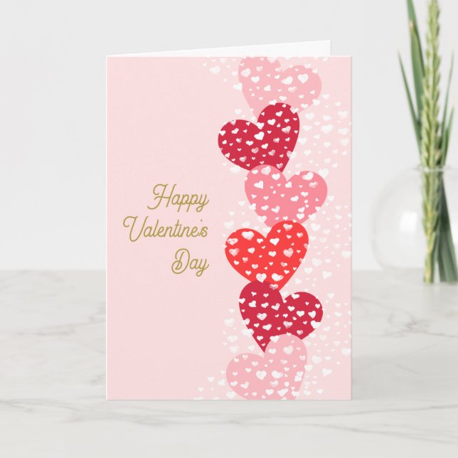Cute Modern Red Pink Hearts Happy Valentine's day Card (Front)