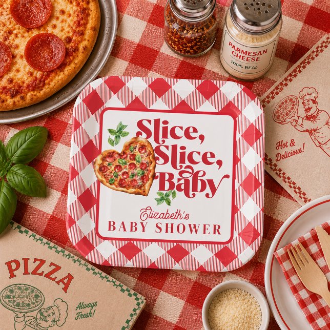 Cute Modern Red White Slice Slice Baby Shower Paper Plate (Cute Modern Red White Slice Slice Baby Shower Paper Plates)