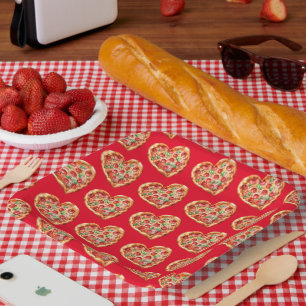 Cute Modern RedHeart Shaped Pizza Paper Plate