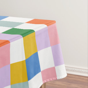 Cute Modern Retro Colourful Checks  Tablecloth
