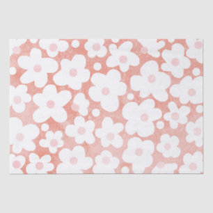 Cute Modern Retro Daisy Pink Terracotta   Tissue Paper