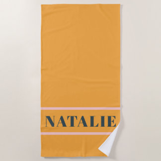 Cute Modern Retro Vintage Orange & Pink Summer Beach Towel