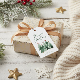 Cute Modern Rustic Christmas Trees Gift Tags