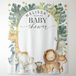 Cute Modern Safari Jungle Baby Shower backdrops Tapestry
