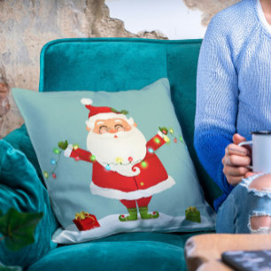 Cute Modern Santa Christmas Holidays Winter Cushion