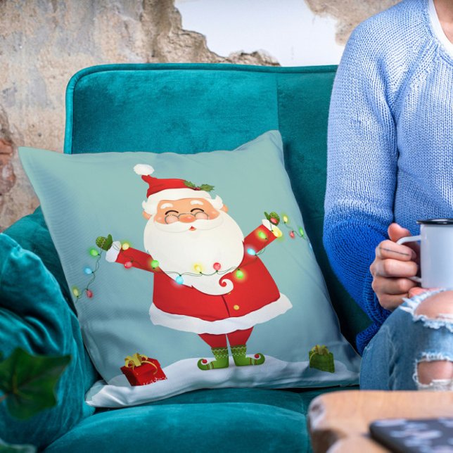 Cute Modern Santa Christmas Holidays Winter Cushion (Creator Uploaded)