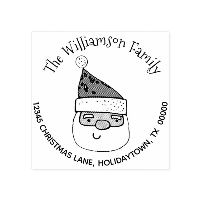 Cute Modern Santa Claus Return Address Christmas Rubber Stamp (Imprint)