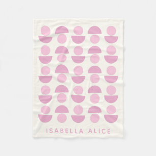 Cute Modern Scandinavian Art Pattern in Pink Name Fleece Blanket