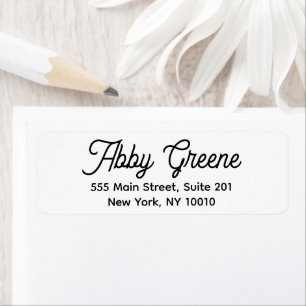 Cute Modern Script Black and White Label Return Address Label