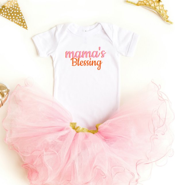 Cute Modern script Mama's blessing  Baby Bodysuit (Cute Modern script Mama's blessing Baby Bodysuit)