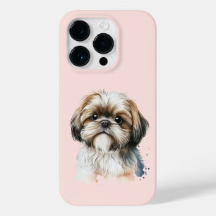Cute Modern Shih Tzu Dog Lover Pink Case-Mate iPhone 14 Pro Case