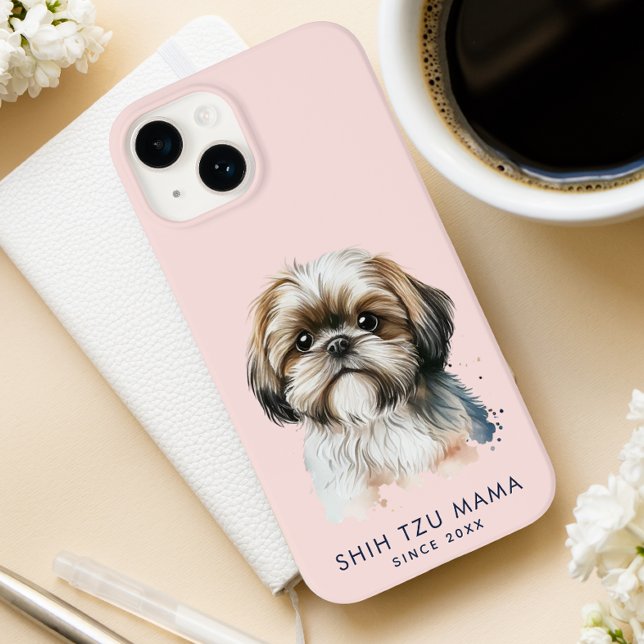 Cute Modern Shih Tzu Mama Personalised Case-Mate iPhone Case (Creator Uploaded)
