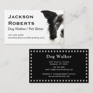 Cute Modern Silhouette Dog Walking Dog Sitting Business Card