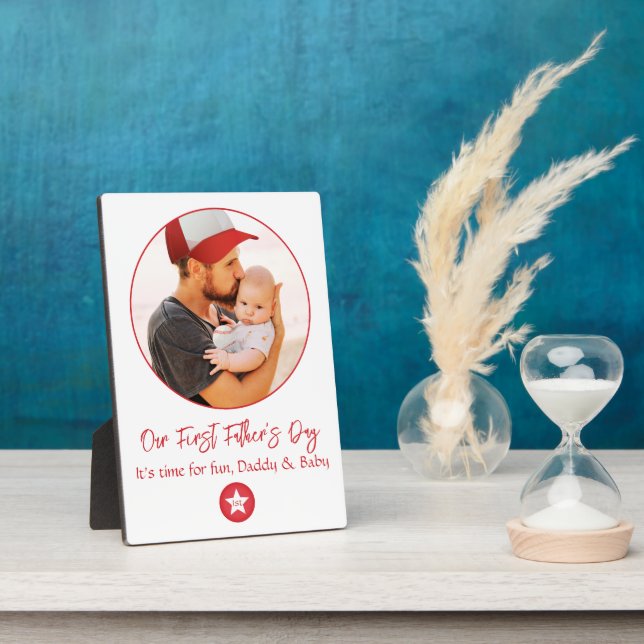 Cute Modern Simple Cool Dad First Fathers Day Plaque (Side)