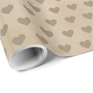 Cute Modern Simple Valentine Beige Hearts Kraft Wrapping Paper