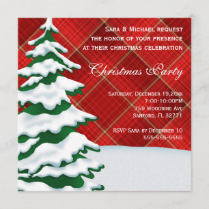 Cute Modern Snowy Christmas Tree Party Invitation