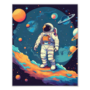 Cute Modern Space Astronaut Alien Photo Print