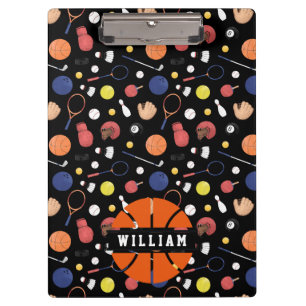 Cute Modern Sports Champion Custom Kids Black Clipboard