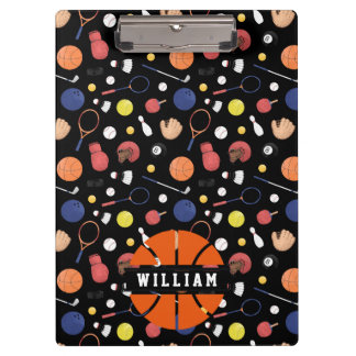 Cute Modern Sports Champion Custom Kids Black Clipboard