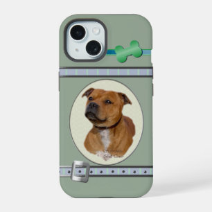 Cute Modern Staffordshire Bull Terrier Dog Art iPhone 15 Case