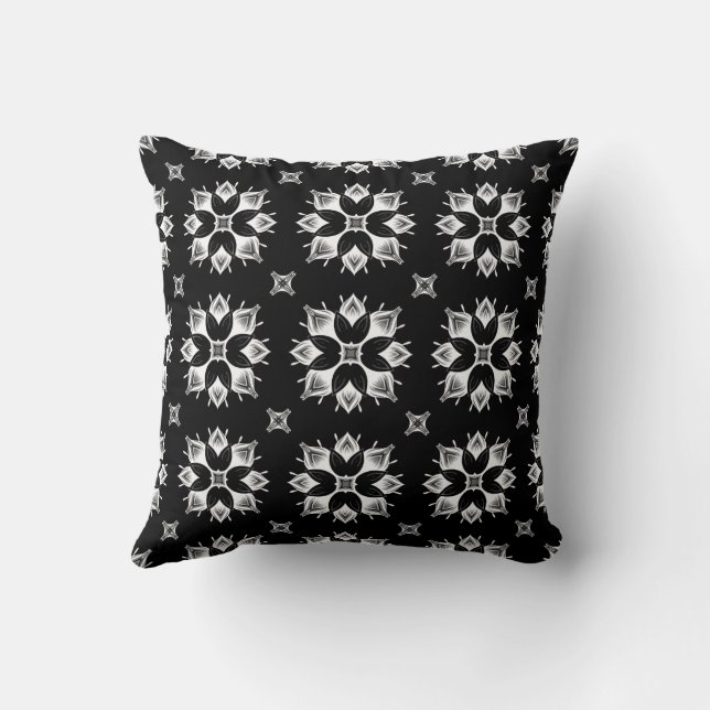 Cute Modern Stylish Black & White Mandala Pattern Cushion (Back)