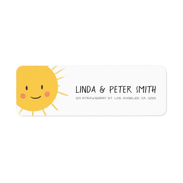 Cute Modern Sun Smiling Return Address Label (Front)