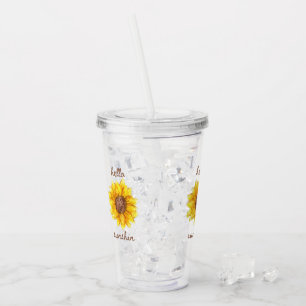 Cute Modern Sunflowers Summer Vacation Acrylic Tumbler