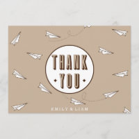 Cute Modern Thank You Card with paper plane