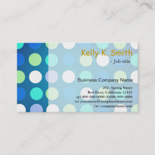 Cute, modern, trendy, big blue, green polka dots business card