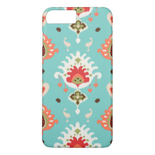 Cute modern turquoie orange ikat tribal patterns iPhone 8 plus/7 plus case