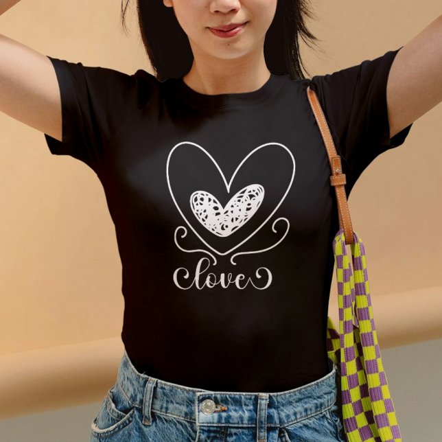 Cute Modern Typography Love Hearts Valentines Day T-Shirt (Creator Uploaded)