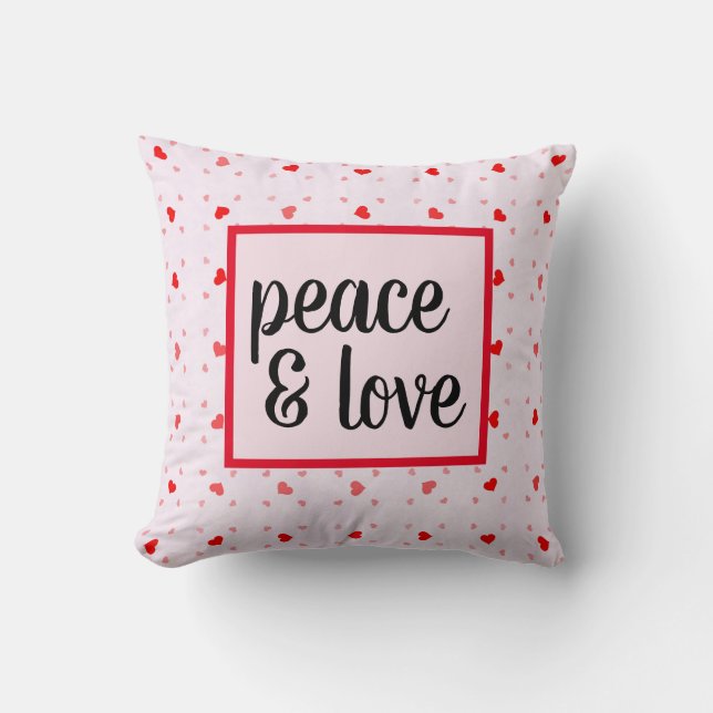 Cute Modern Typography Peace and Love Cushion (Front)