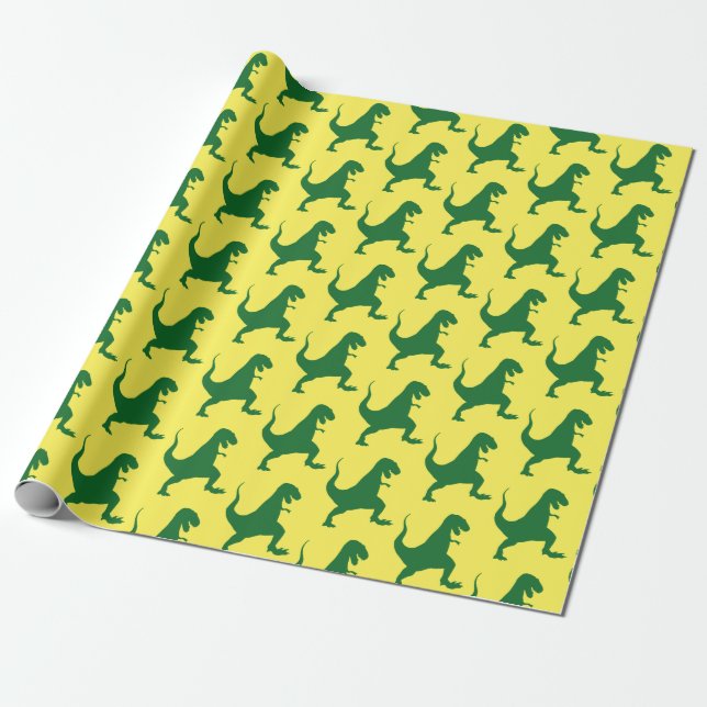 Cute Modern Tyrannosaurus rex Dinosaur Pattern Wrapping Paper (Unrolled)