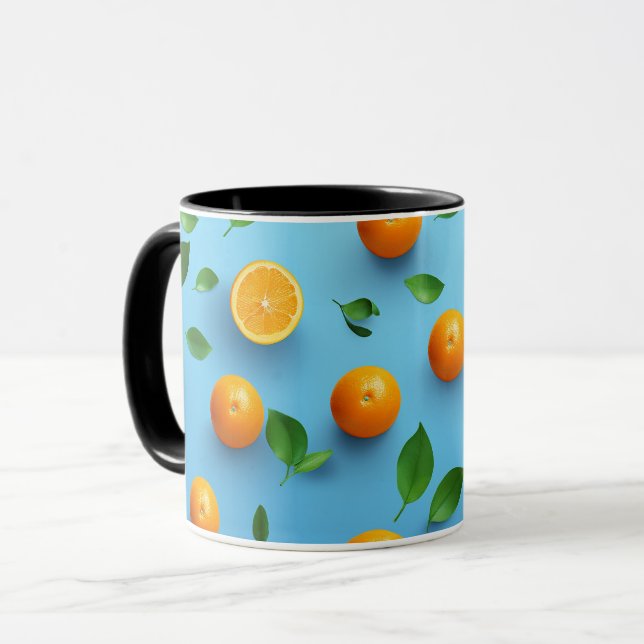 Cute Modern Unique Citrus Fruit Art Pattern Mug (Front Left)