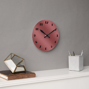 Cute Modern Watercolor gradient solid red colour Round Clock