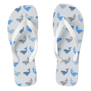 Cute Modern Whale Illustrated Pattern Blue Thongs