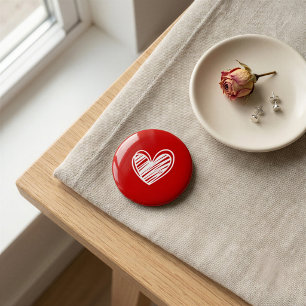 Cute Modern White Red Hearts Love Romantic Womens 6 Cm Round Badge