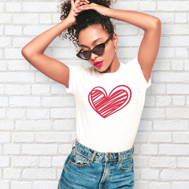 Cute Modern White Red Love Hearts Elegant Womens T-Shirt (Creator Uploaded)