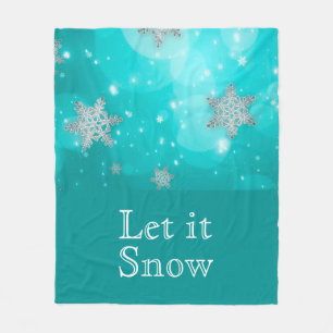 Cute Modern Winter Snowflakes Blue Fleece Blanket