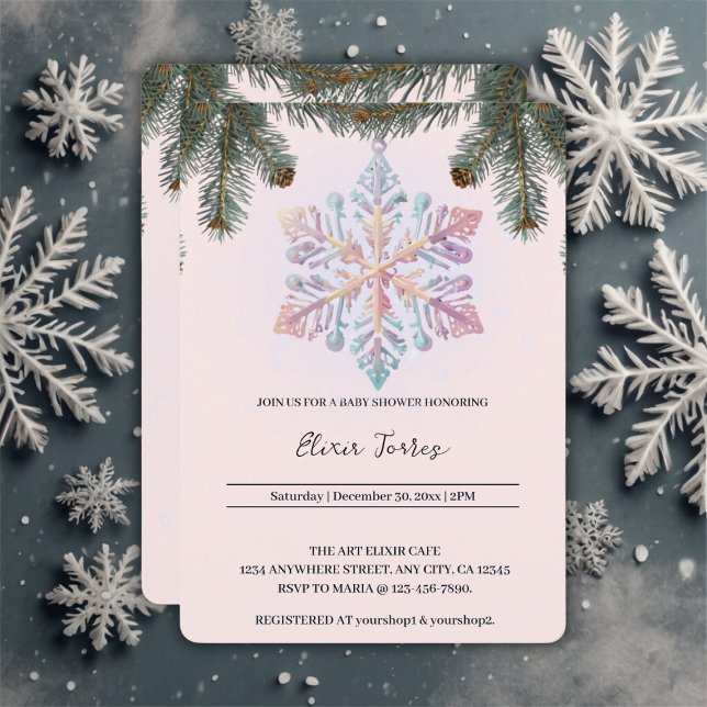 Cute Modern Winter Snowflakes Cute Baby Shower Invitation (Creator Uploaded)