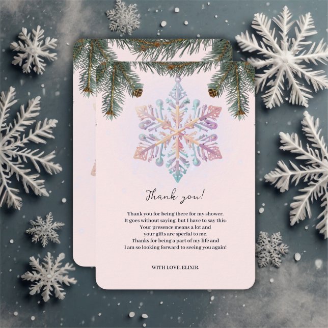 Cute Modern Winter Snowflakes Cute Baby Shower Thank You Card (Creator Uploaded)