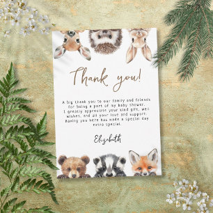 Cute Modern Woodland Forest Animals Baby Shower Thank You Card