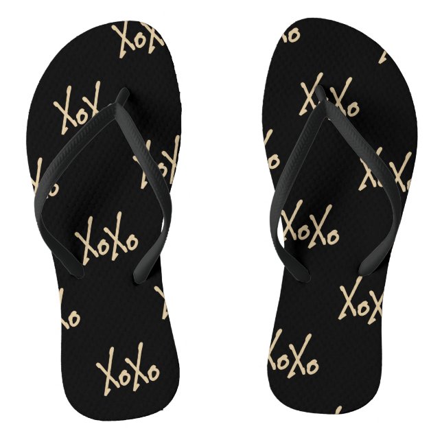 Cute Modern XOXO Typography Thongs (Footbed)