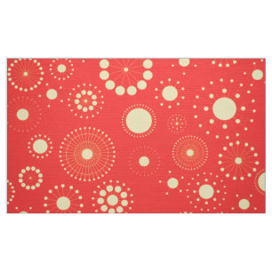 Cute Modern Yellow & Coral Circles Fabric